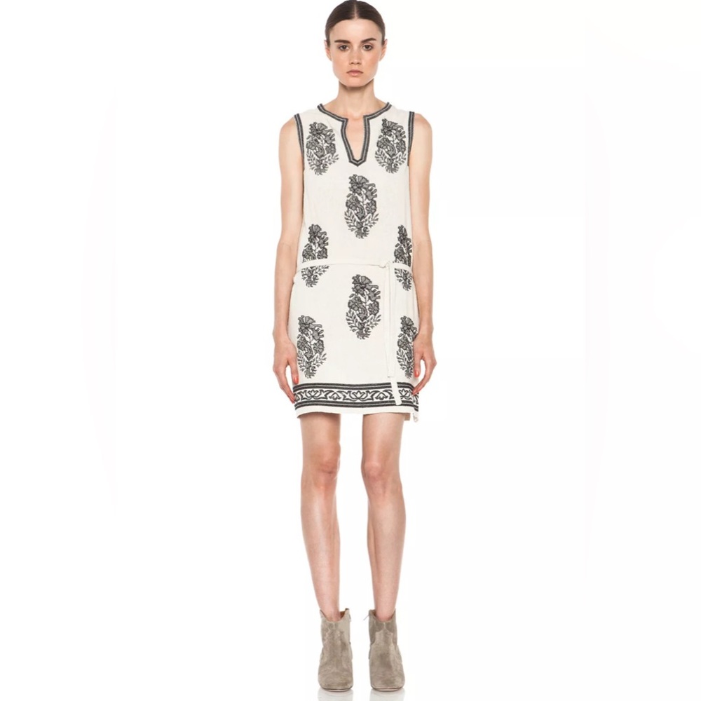 Isabel Marant Etoile Dita Silk Noil Embroidered Dress Size 34 Xs